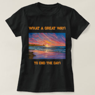 T-shirt Beau coucher de soleil à la plage Aquarelle peintu