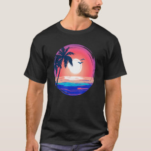 T-shirt Beau Coucher De Soleil Sur La Plage Cool D'Eau Et 