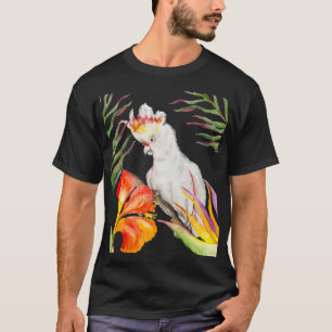 T-shirt Beau dessin à la main de perroquet de cockatoo aqu