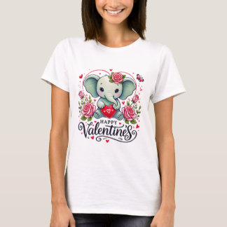 T-shirt Beau éléphant de Saint-Valentin
