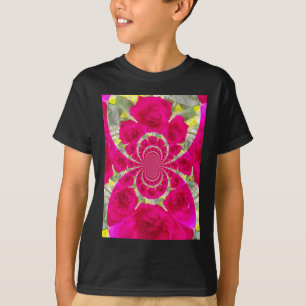 T-shirt Beau Extraordinaire Roses rouges Motif Kaleidoscop