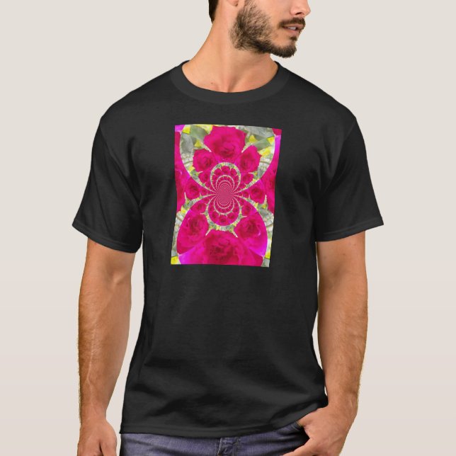 T-shirt Beau Extraordinaire Roses rouges Motif Kaleidoscop (Devant)