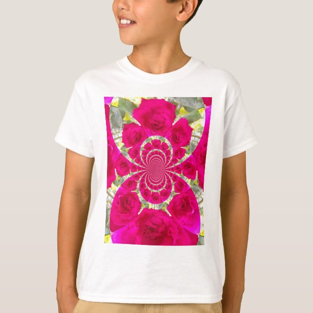 T-shirt Beau Extraordinaire Roses rouges Motif Kaleidoscop (Devant)