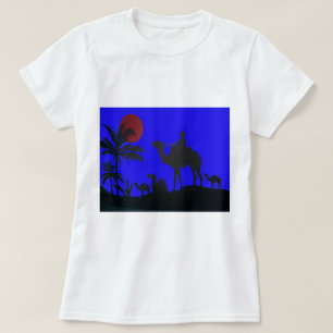 T-shirt Beau Extraordinaire Sunset Camel Safari Art Imprim