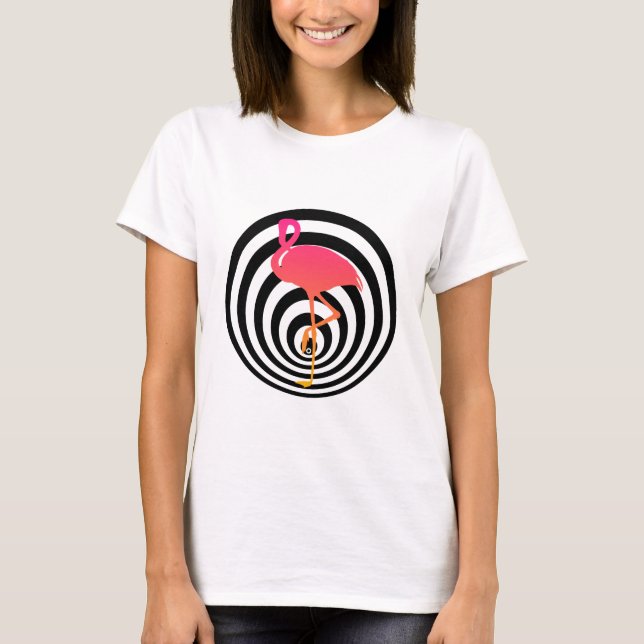 T-shirt Beau flamant en cercles (Devant)