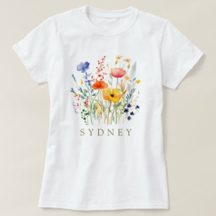 T-shirt Beau jardin botanique Fleur sauvage aquarelle