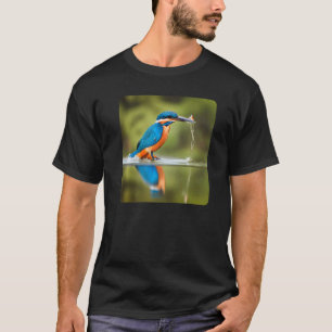 T-shirt Beau martin-pêcheur attrapant un poisson