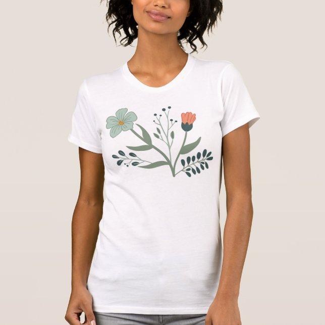 T-shirt Beau motif botanique floral (Devant)