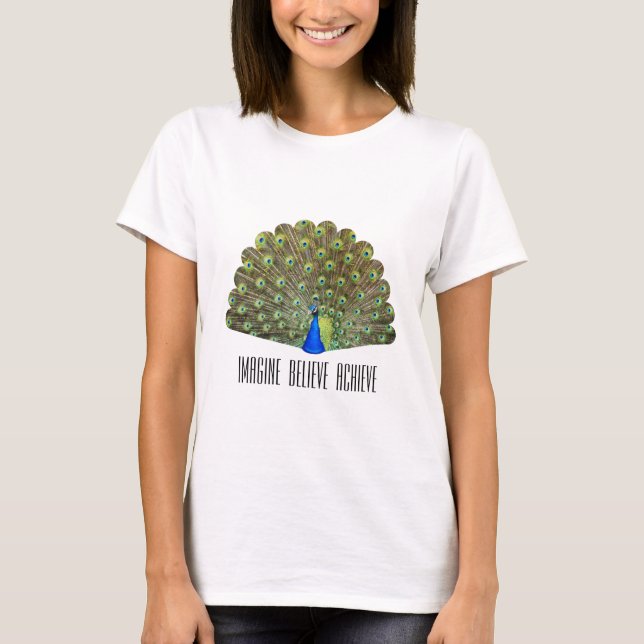 T-shirt Beau oiseau bleu paon (Devant)