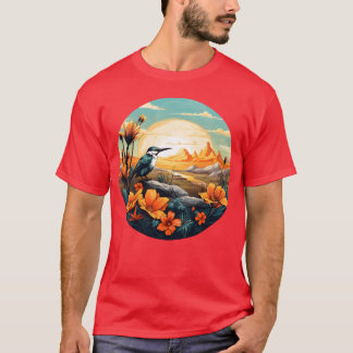 T-shirt Beau Oiseau Et Orange Lever Du Matin vintage