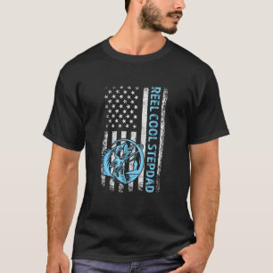T-shirt Beau-père super cool Drapeau américain Pêche Fête