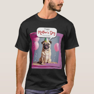 T-shirt Beau portrait de chien carlin chiot Bonne Fête des