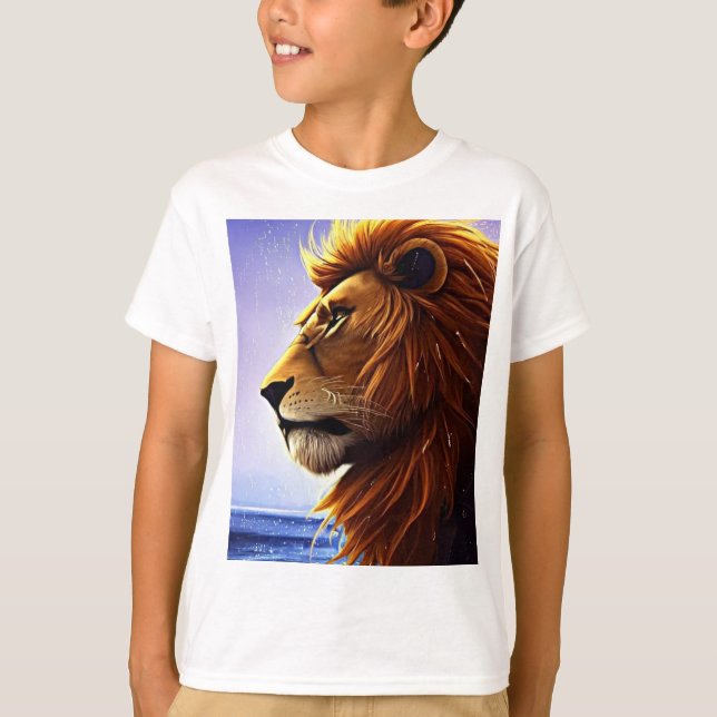 T-shirt Beau Portrait de Lion en mer Enfant personnalisé (Devant)