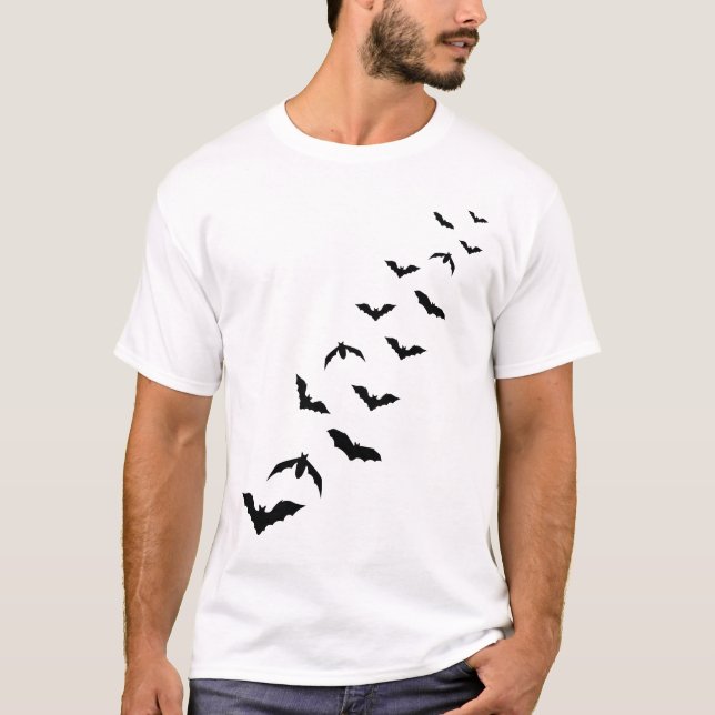 T-shirt Beaucoup de silhouettes de chauve-souris Design mi (Devant)