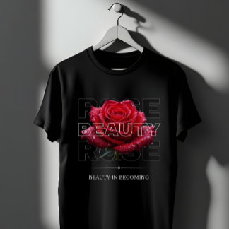 T-shirt Beauté en devenant floral vintage rose rouge