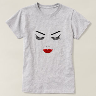 T-shirt Beauté Grain de Beauté Yeux Cils & Lèvres Rouges M