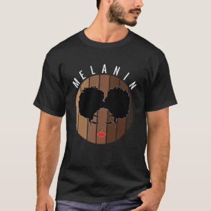 T-shirt Beauté Melanin en Afro Pom Pom Hair Style Po Noir
