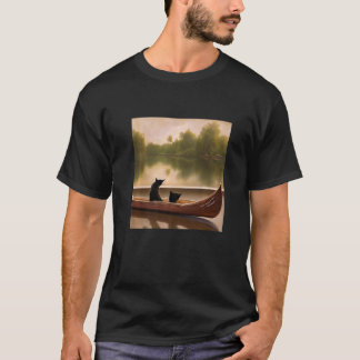 T-shirt Beautiful Artwork Two Cats In A Boat Stunning