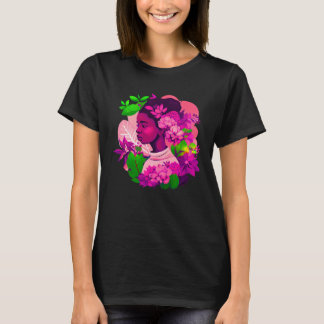 T-shirt Beautiful Black Woman Afro Melanin Queen Cute Flow