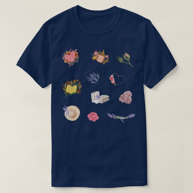 T-shirt Beautiful Flowers Growing From Book cute pastels f (Design devant)