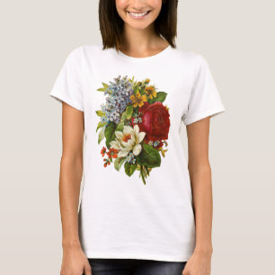 T-shirt Beautiful Romantic Summer Bouquet with Red Rose