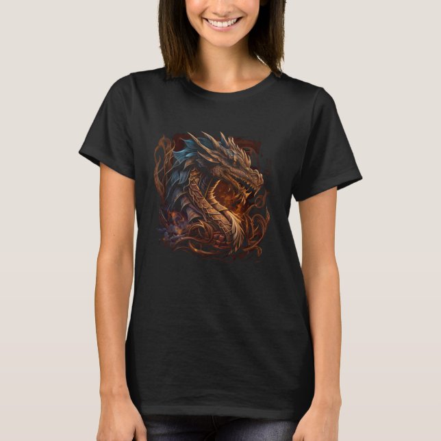 T-shirt Beautiful Vintage Dragon  Fantasy Cool Illustratio (Devant)