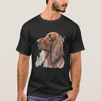 T-shirt Beautiful Watercolor Irish Setter Portrait