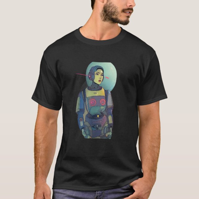T-shirt Beautiful Woman In A Cyberpunk Space Suit Dreamy D (Devant)