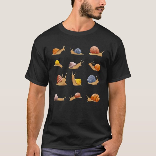 T-shirt Beautifully Illustrated Snails Vintage Snail (Devant)