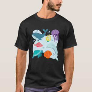 T-shirt Beaux Animaux marins Baleine Dauphin Poisson Poiss