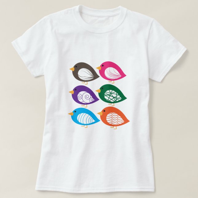 T-shirt Beaux oiseaux excentriques et colorés (Design devant)