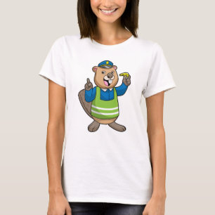 T-shirt Beaver en tant qu'agent de police avec sifflet