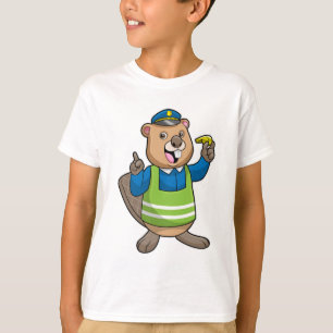 T-shirt Beaver en tant qu'agent de police avec sifflet