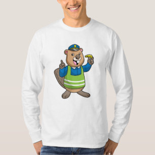 T-shirt Beaver en tant qu'agent de police avec sifflet