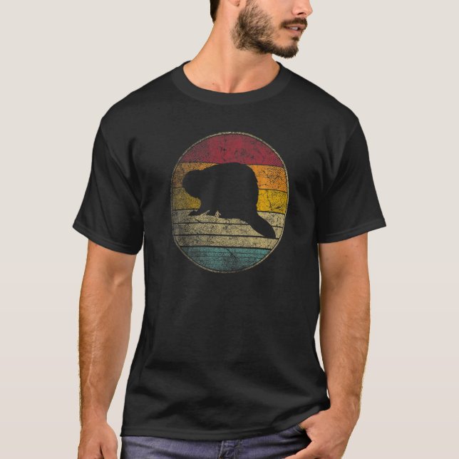 T-shirt Beaver Nature En Plein Air Randonnée Gif Style Rét (Devant)
