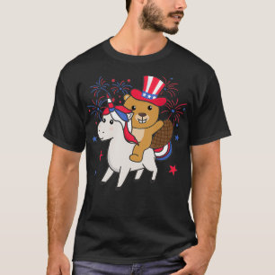 T-shirt Beaver With Unicorn For Fourth Of July Fireworks F