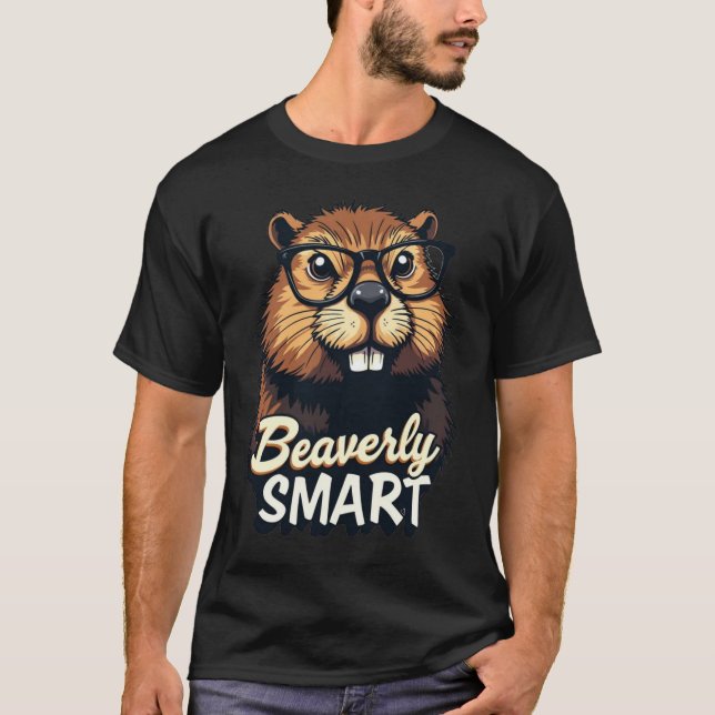 T-shirt Beaverly Smart - Drôle Castor avec lunettes Graphi (Devant)