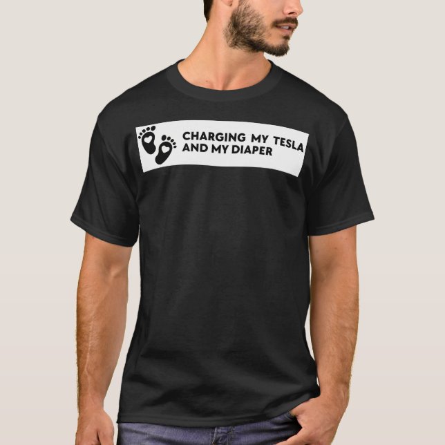 T-shirt Bébé À Bord Pour Tesla, Bumper Sticker, Modèle (Devant)
