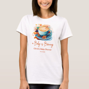 T-shirt Bébé Bleu est en train de Brasser du Café Maman à 