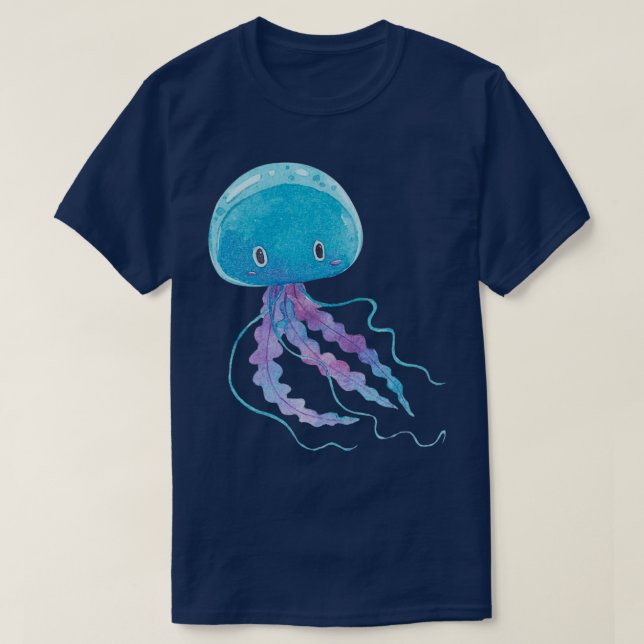 T-shirt Bébé Bleu Jellyfish (Design devant)