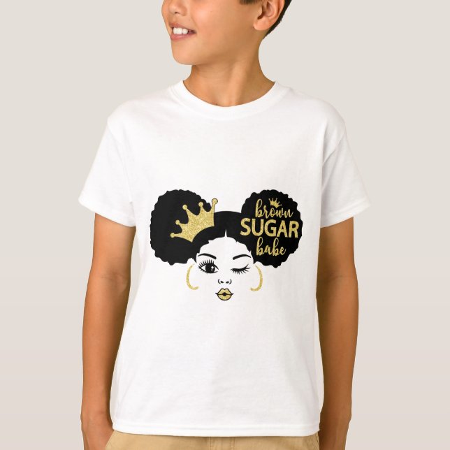 T-shirt Bébé Brown de sucre en noir et or (Devant)