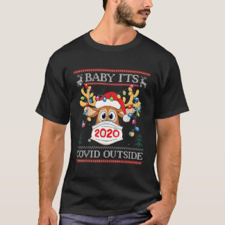 T-shirt Bébé C O-V I D Dehors Reindeer Laid Christma