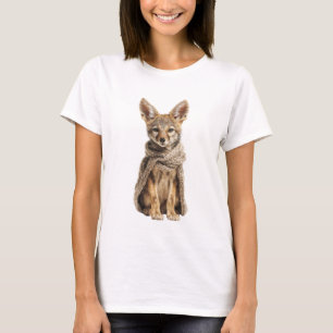 T-shirt Bébé chacal mignon dans une écharpe tricotée confo