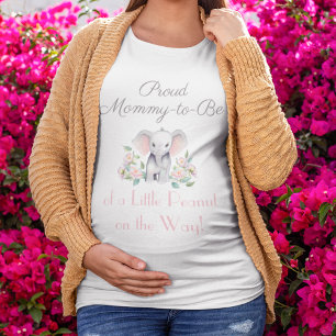 T-shirt Bébé Eléphant Peonies, Eucalyptus Mommy à être