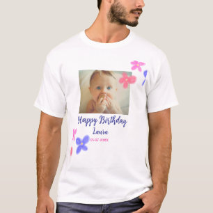 T-shirt Bébé enfants 1er anniversaire ajouter le nom date