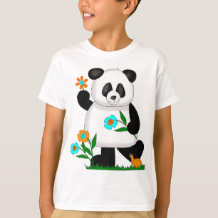 T-shirt Bébé Enfants Panda Avec Fleurs 2