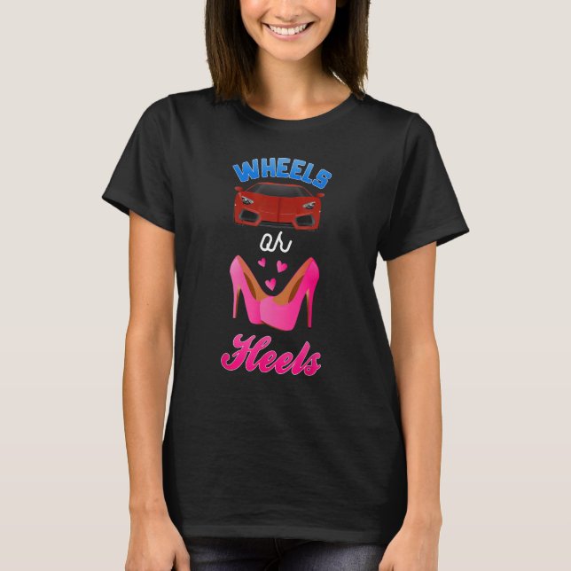 T-shirt Bébé Genre Reveal Party Roues ou talons We Love y (Devant)