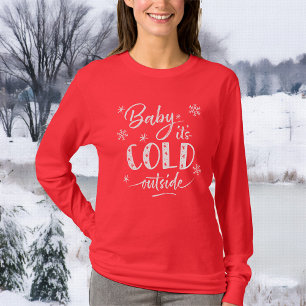 T-shirt Bébé Il fait froid dehors Holiday Rouge