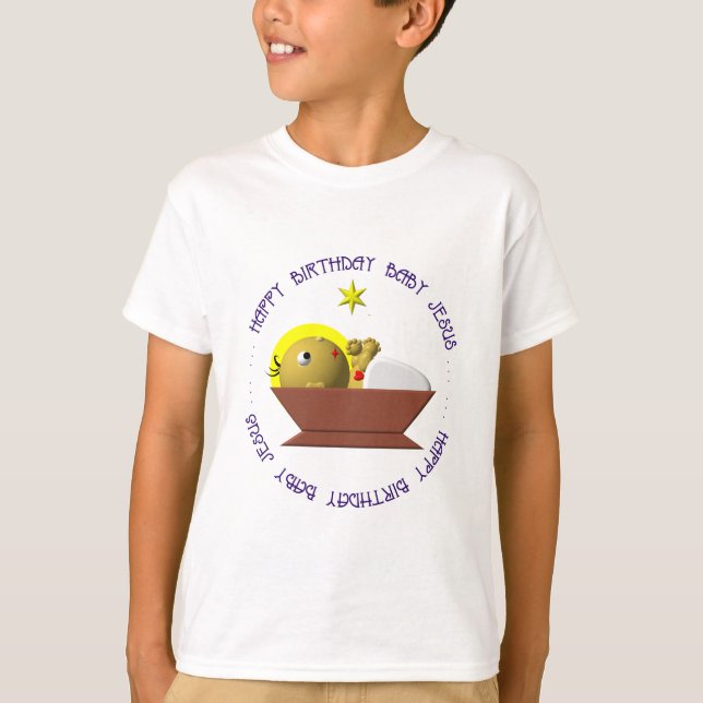 T-shirt Bébé Jésus de joyeux anniversaire (Devant)