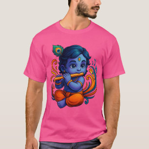 T-shirt Bébé Krishna avec Flûte - Vibes de paix   3D dynam
